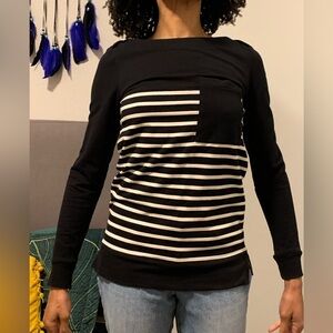 Barbour Black and White Striped Long Sleeve Nautical Top Women’s Size 4